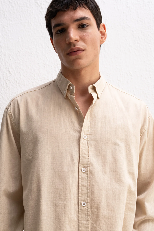 OVERSIZE FRESH KETEN BEJ GÖMLEK