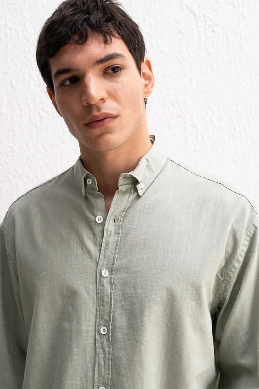 OVERSIZE FRESH KETEN MİNT GÖMLEK