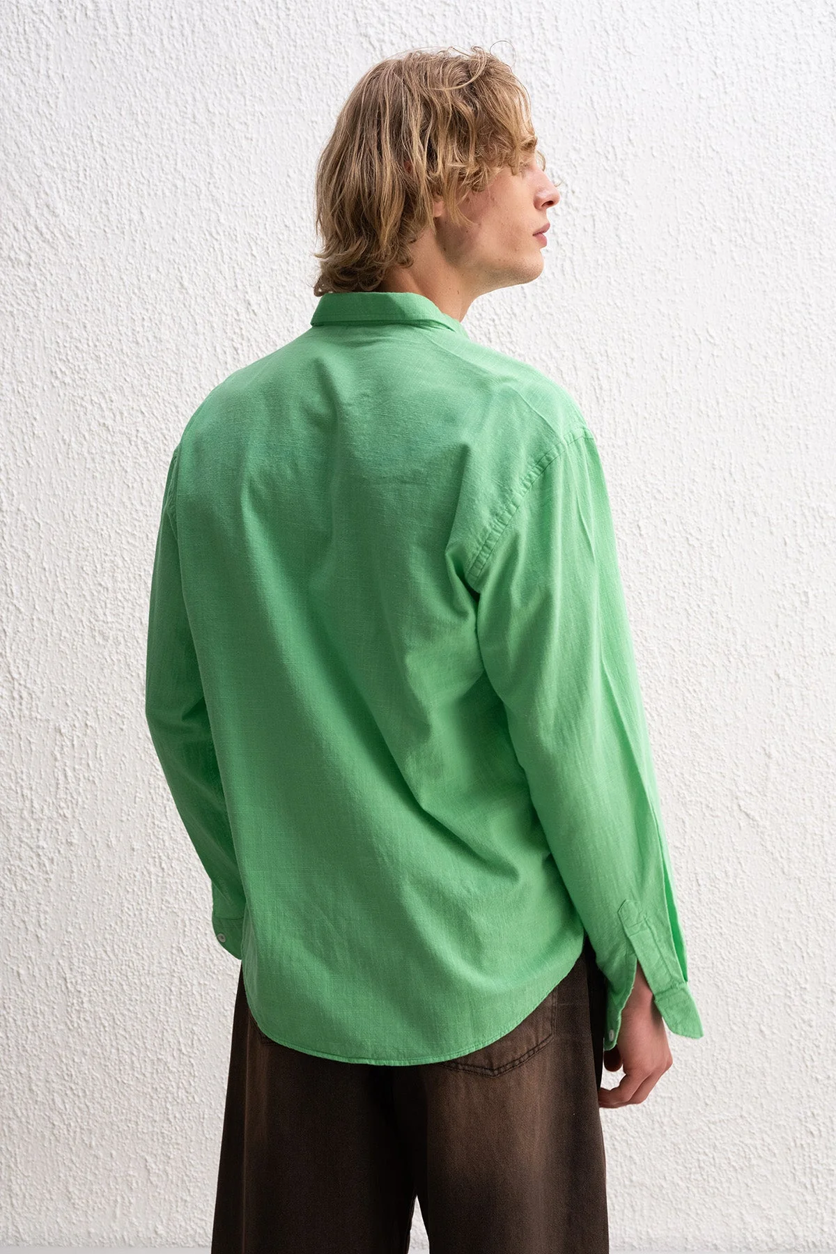 OVERSIZE FRESH KETEN YEŞİL GÖMLEK