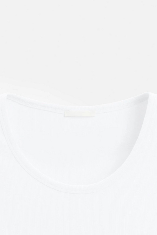 Unisex Likralı Beyaz Fitilli Atlet