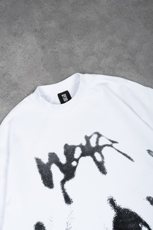 Shadow Walk Premium Beyaz Oversize Tişört