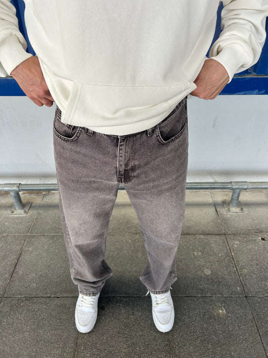 Kahve Taşlamalı Baggy Fit Jean