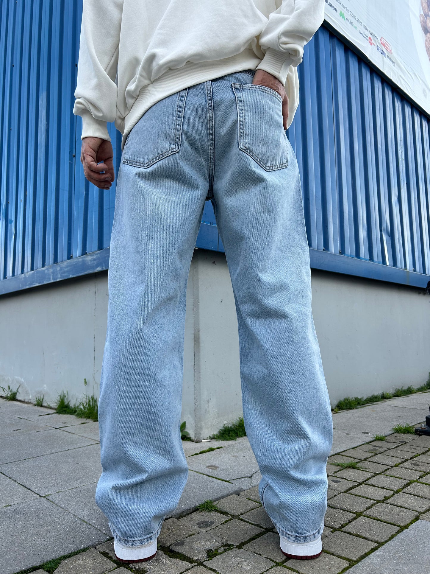 Açık Mavi Taşlamalı Baggy Jean K-16
