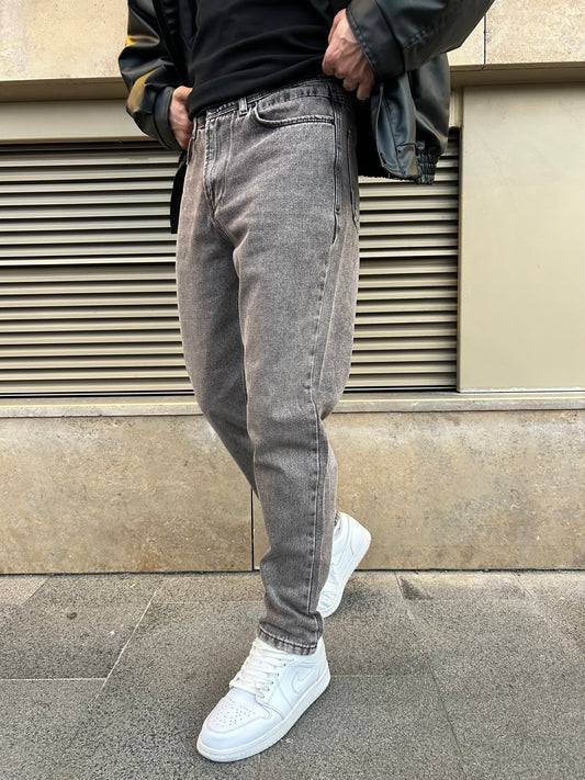 Kahve Yıkamalı Efektli Boyfriend Jean