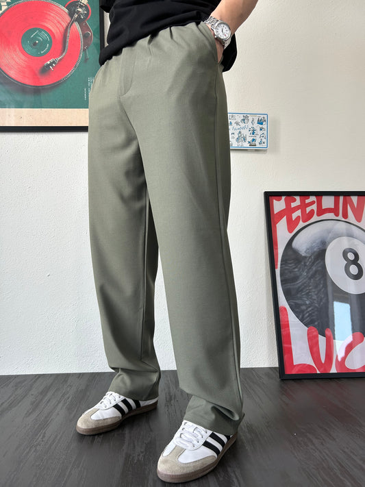 Erkek Baggy Fit Beli Lastikli Rahat Pantolon Haki