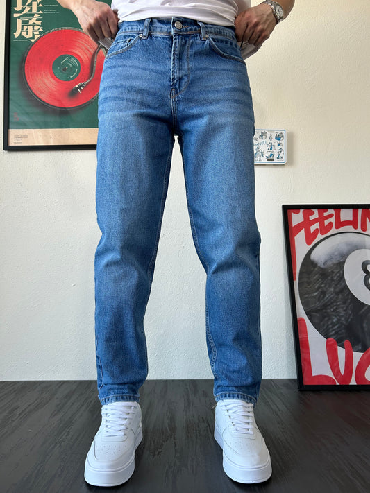 Mavi Yıkamalı Efektli Boyfriend Jean