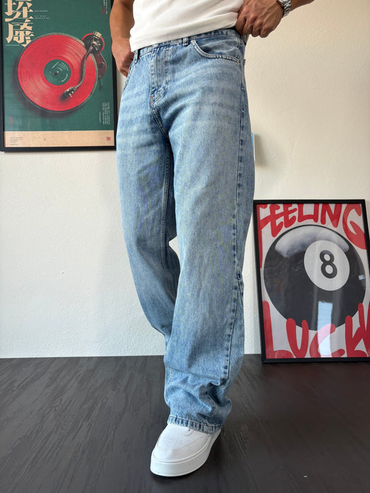 Flare İspanyol Paça Kot Mavi Yıkamalı Fit Jean