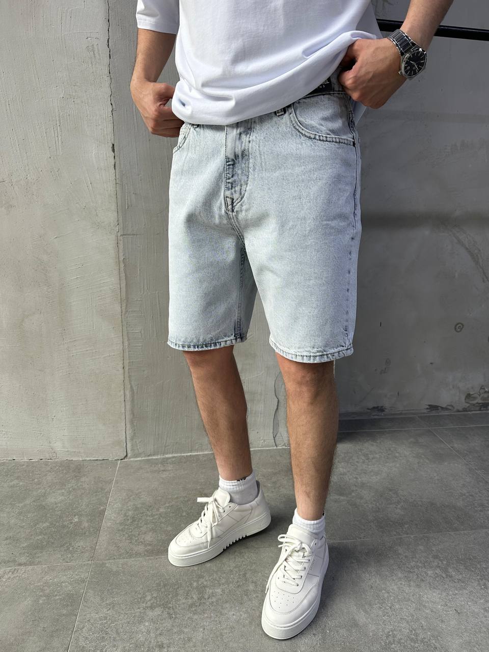 Açık Buz Mavi Basic Kot Şort
