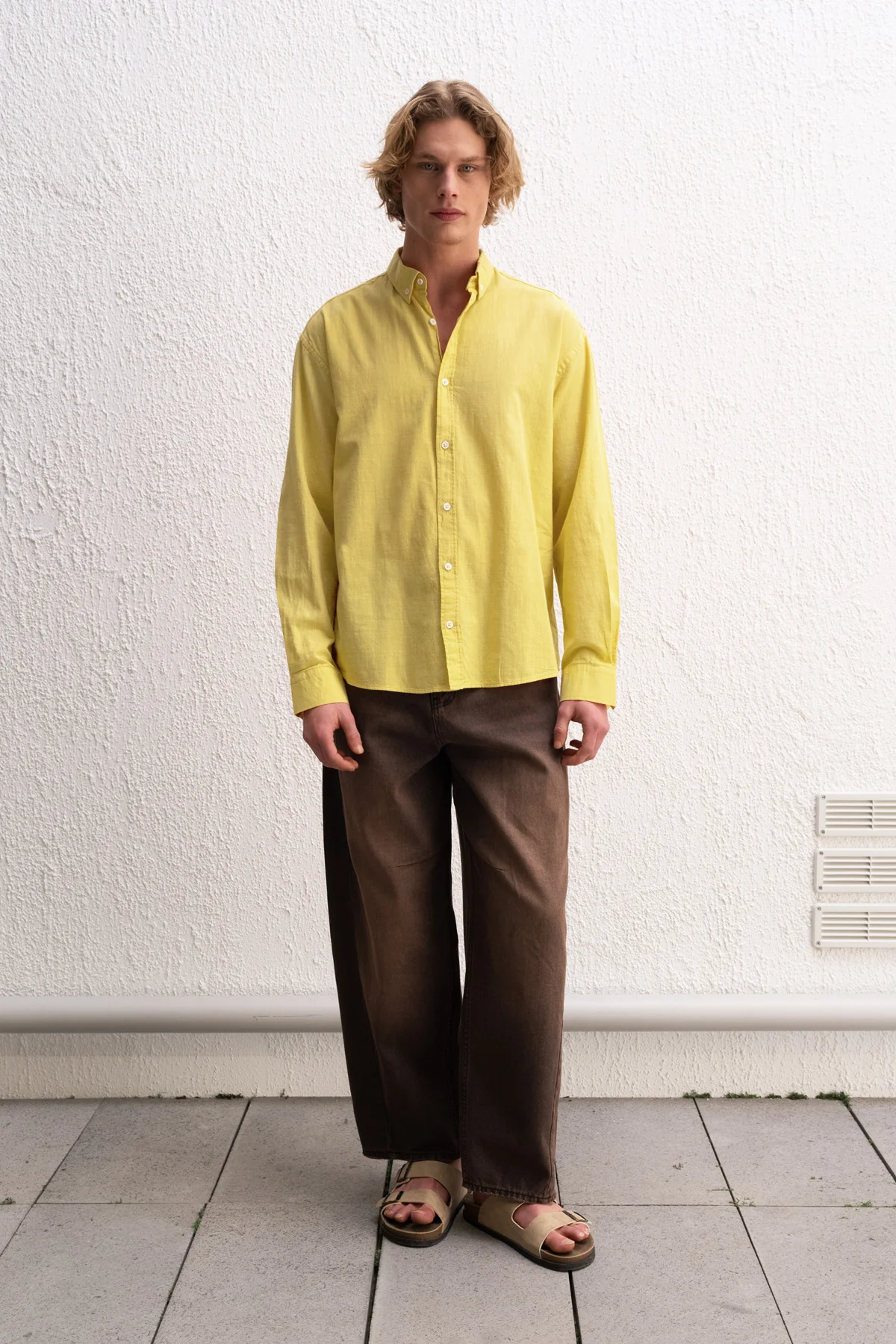 OVERSIZE FRESH KETEN SARI GÖMLEK