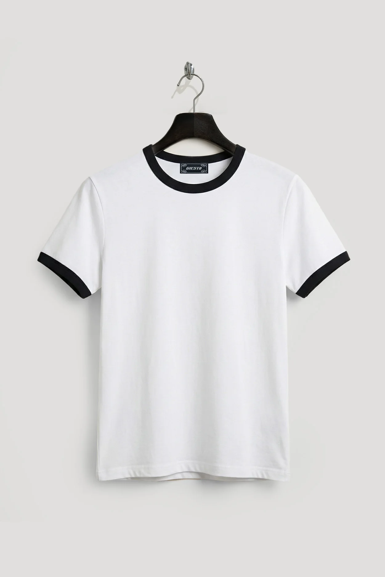 KONTRAST DETAYLI BİSİKLET YAKA EKRU T-SHIRT
