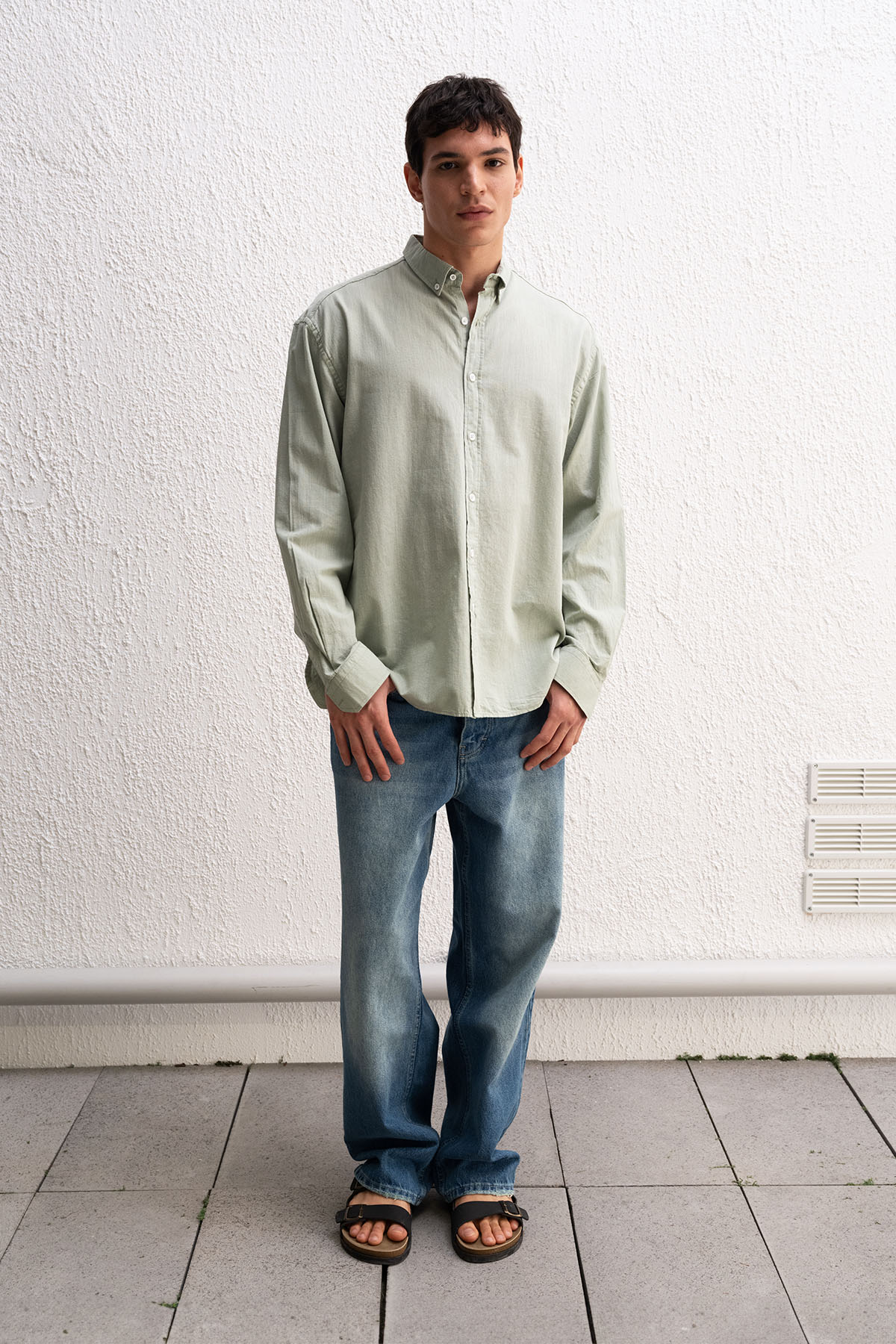 OVERSIZE FRESH KETEN MİNT GÖMLEK