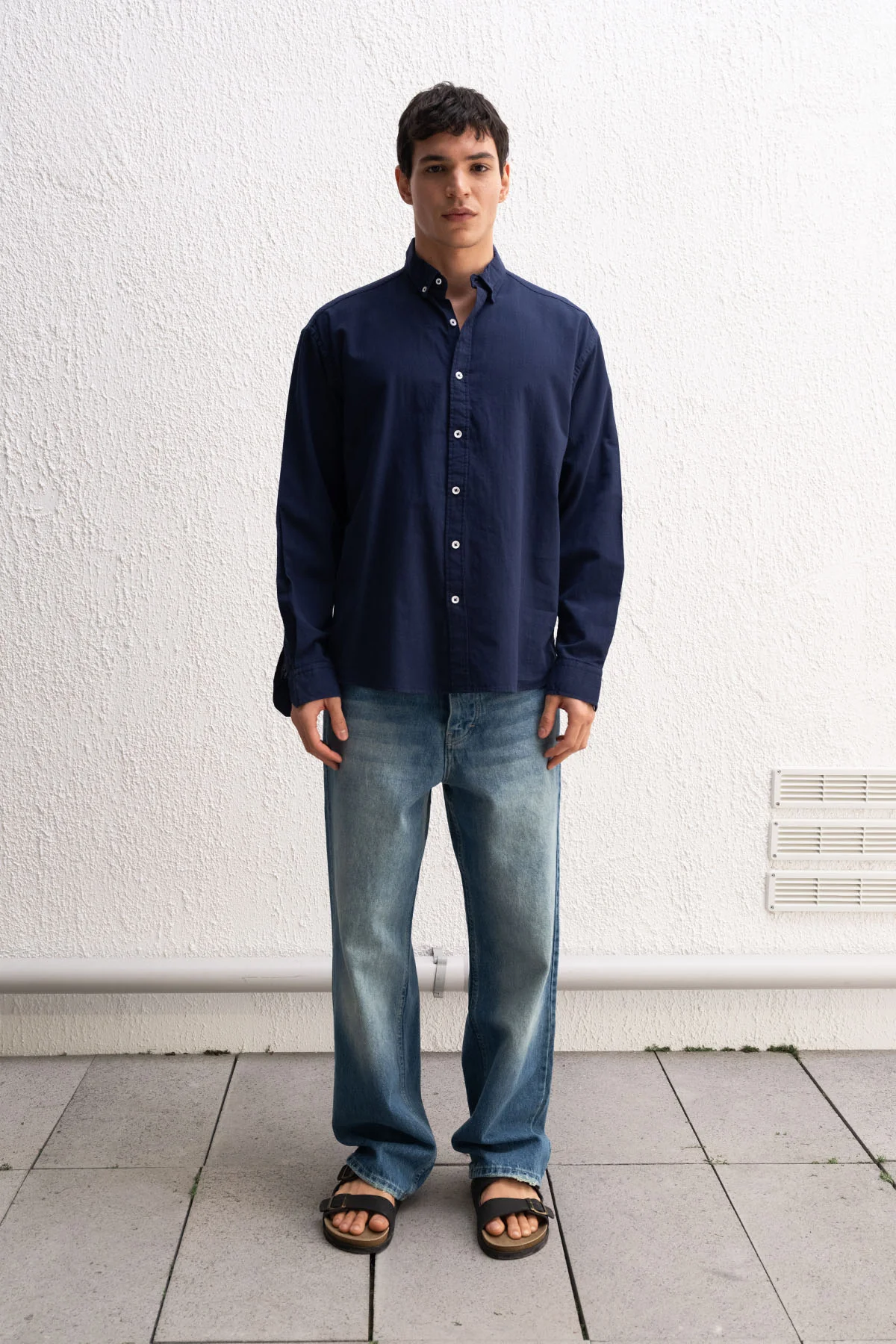 OVERSIZE FRESH KETEN LACİVERT GÖMLEK