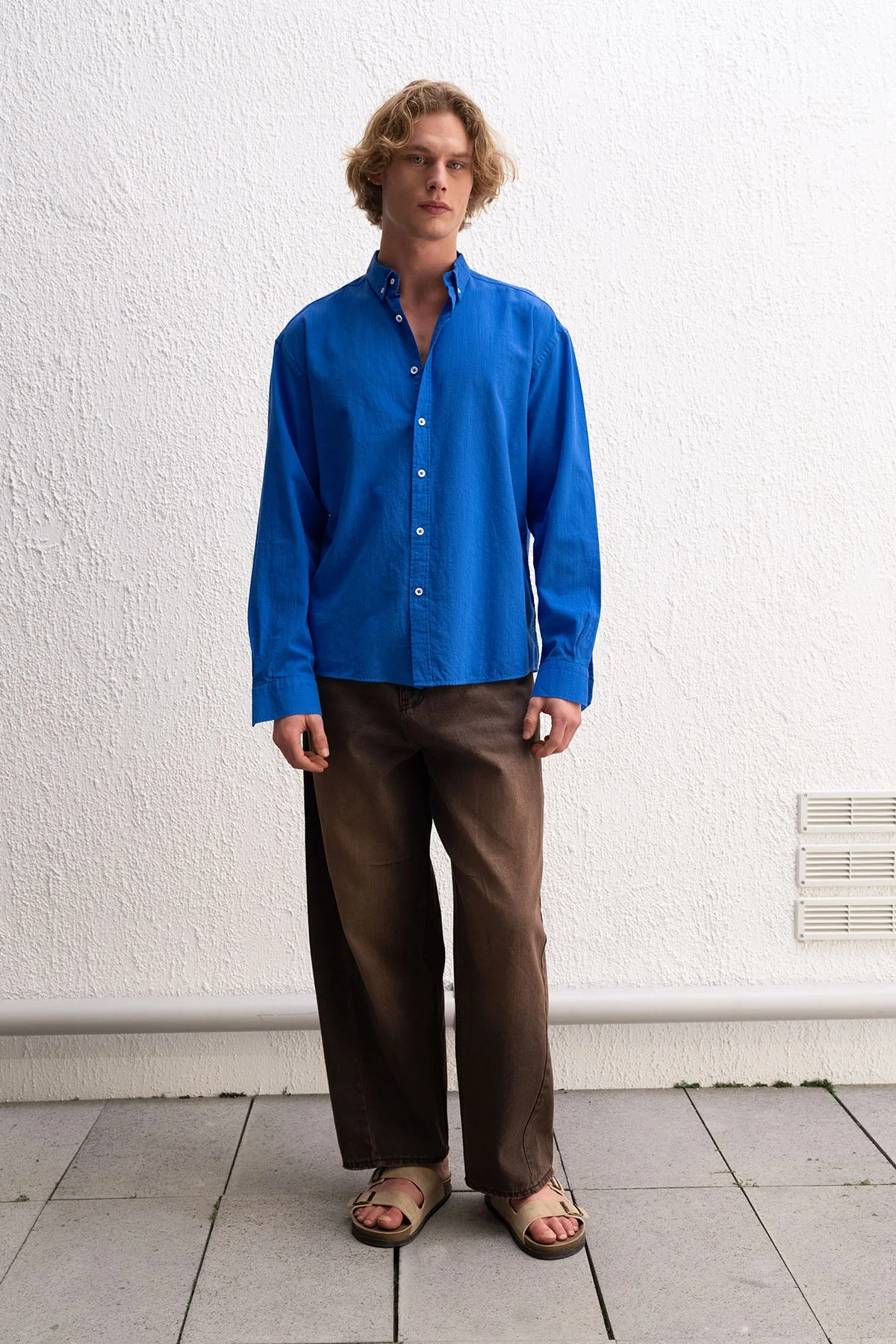 OVERSIZE FRESH KETEN MAVİ GÖMLEK