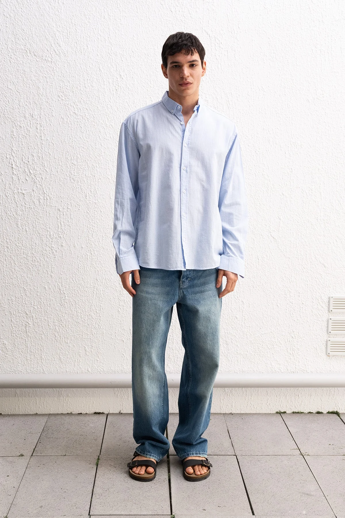OVERSIZE FRESH KETEN AÇIK MAVİ GÖMLEK