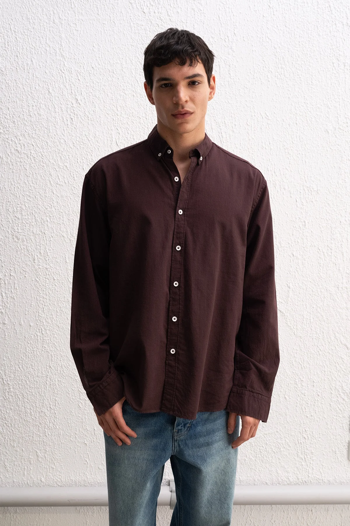 OVERSIZE FRESH KETEN KAHVERENGİ GÖMLEK