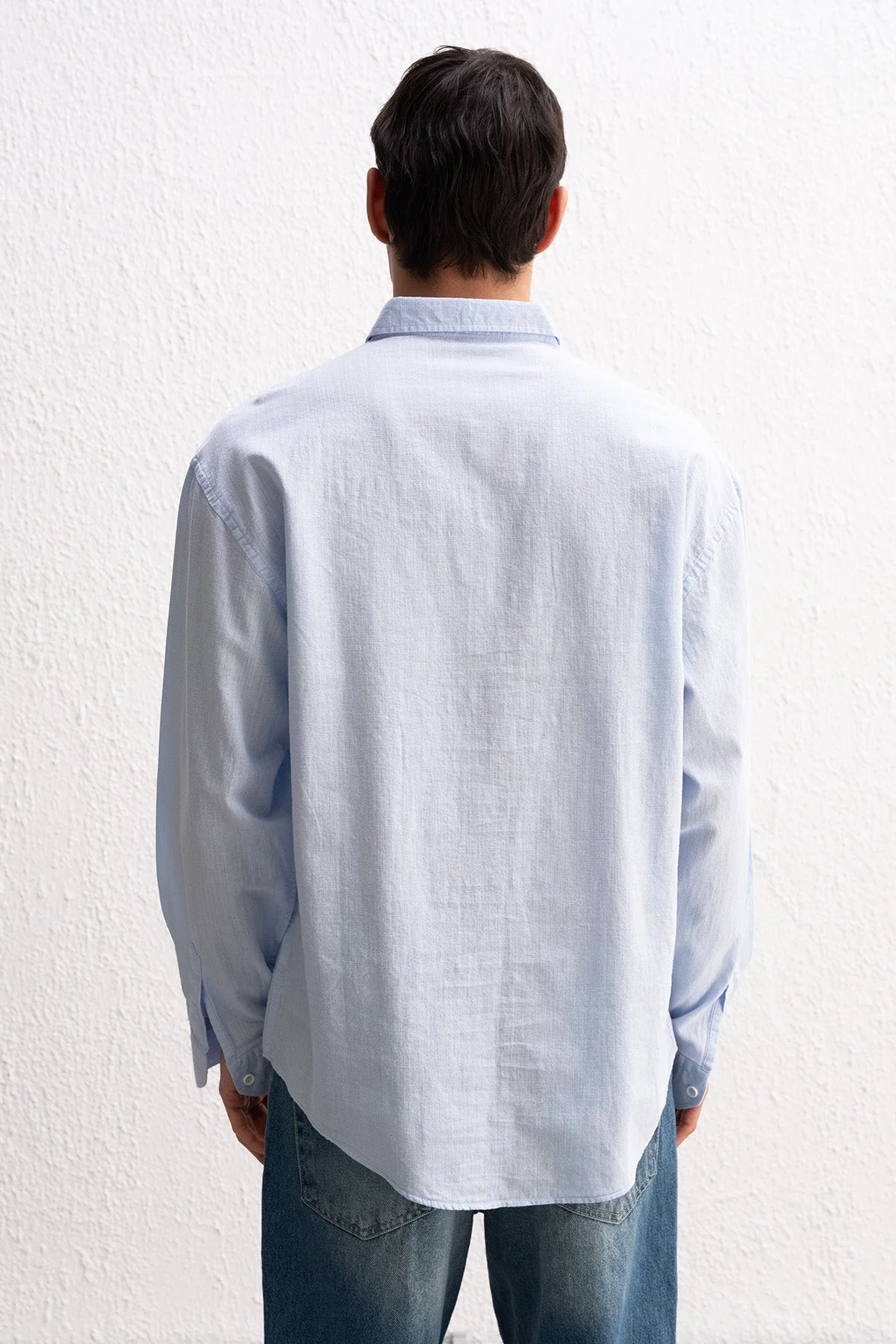 OVERSIZE FRESH KETEN AÇIK MAVİ GÖMLEK