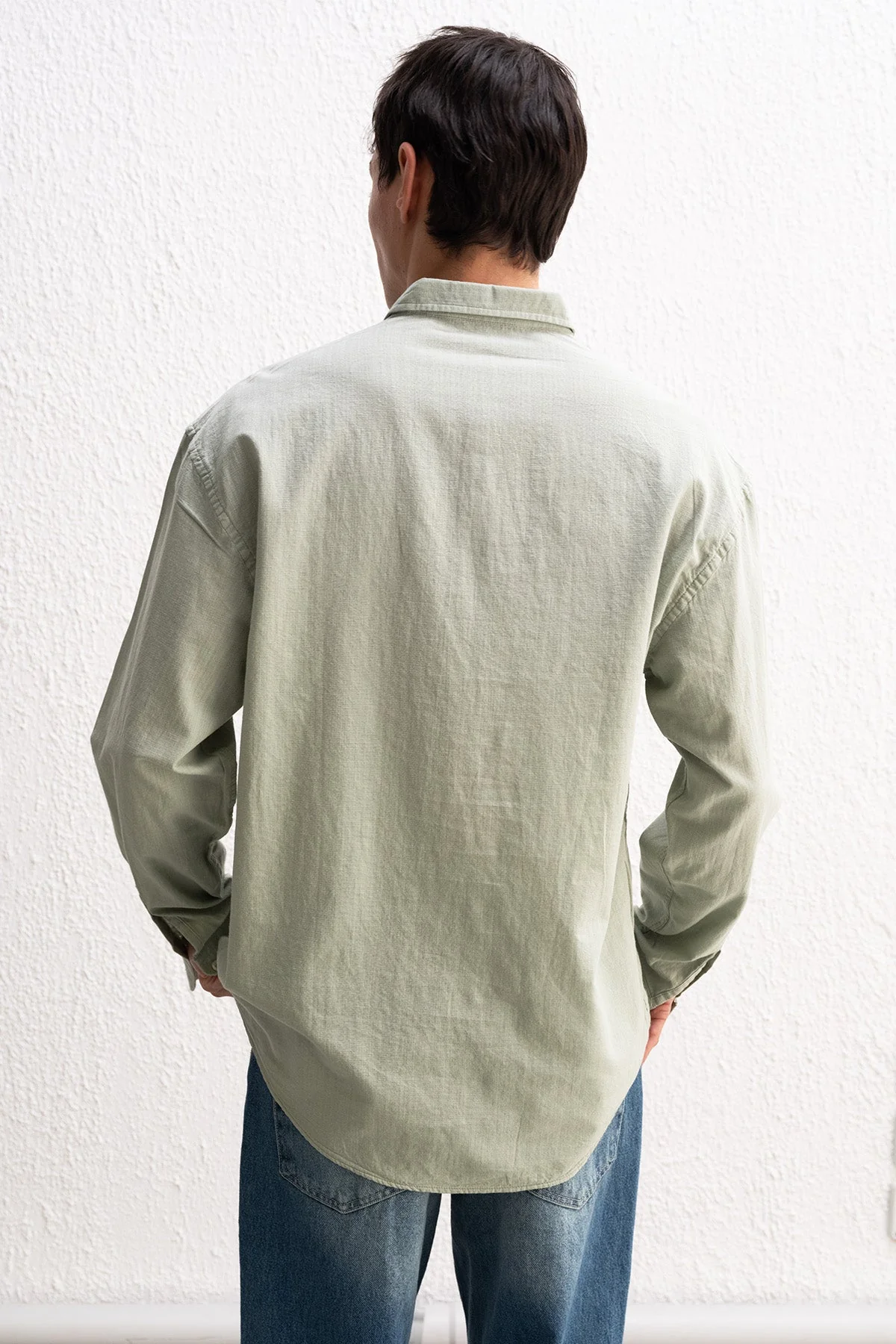 OVERSIZE FRESH KETEN MİNT GÖMLEK