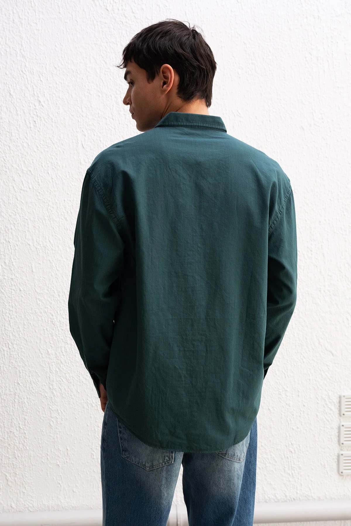 OVERSIZE FRESH KETEN PETROL YEŞİL GÖMLEK
