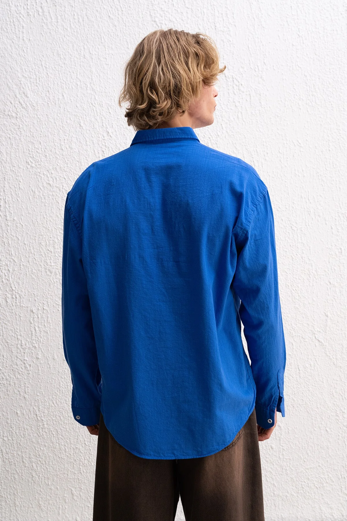 OVERSIZE FRESH KETEN MAVİ GÖMLEK