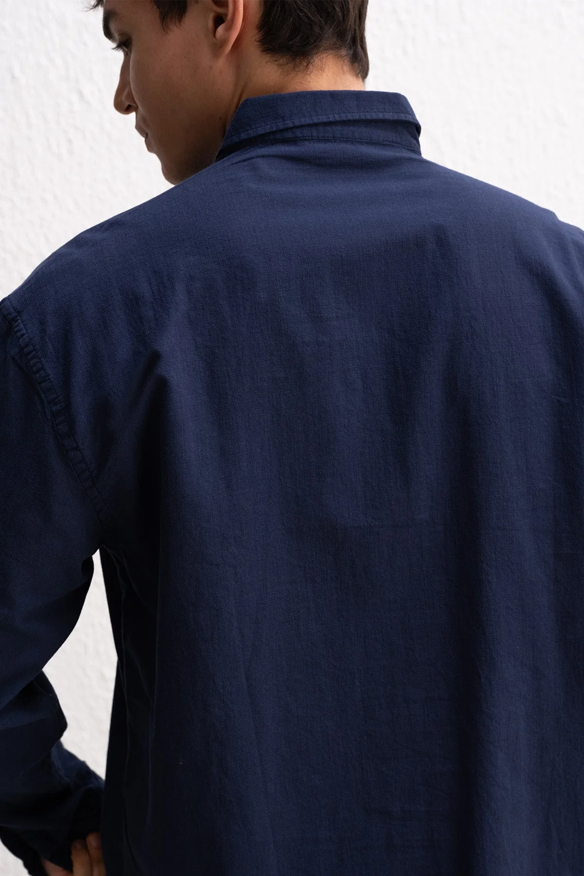 OVERSIZE FRESH KETEN LACİVERT GÖMLEK