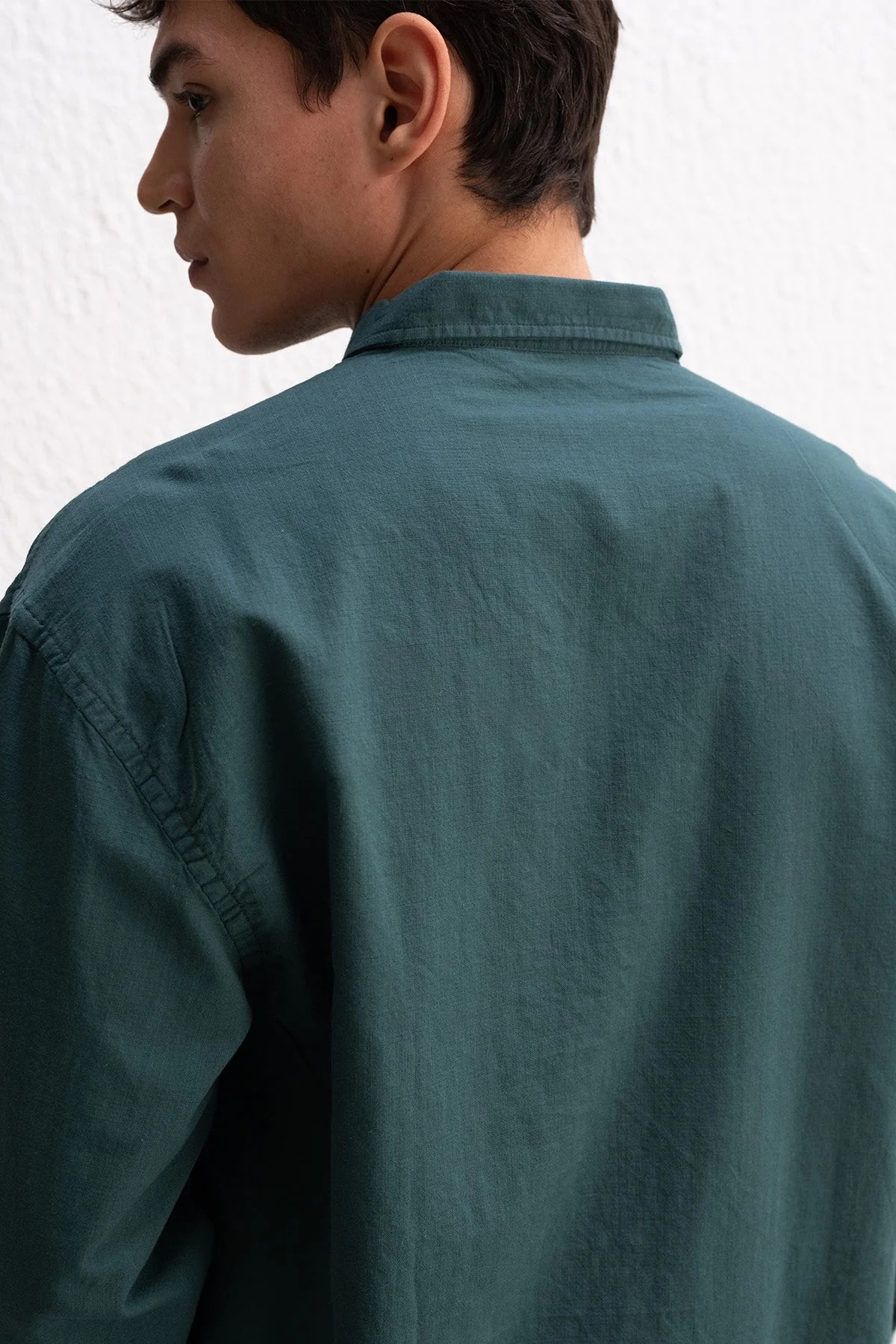 OVERSIZE FRESH KETEN PETROL YEŞİL GÖMLEK