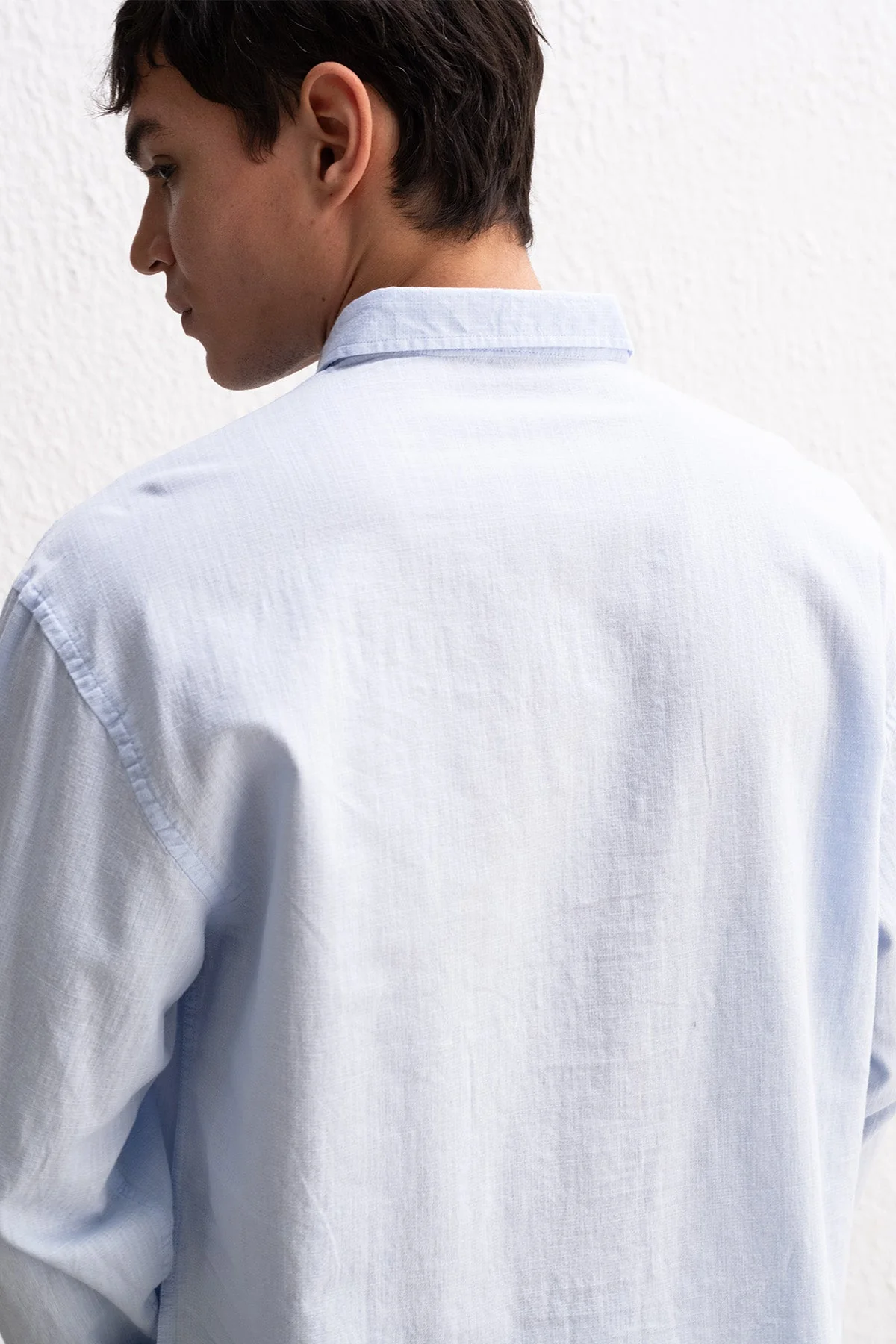 OVERSIZE FRESH KETEN AÇIK MAVİ GÖMLEK