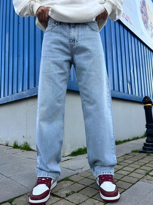 Açık Mavi Taşlamalı Baggy Jean K-16