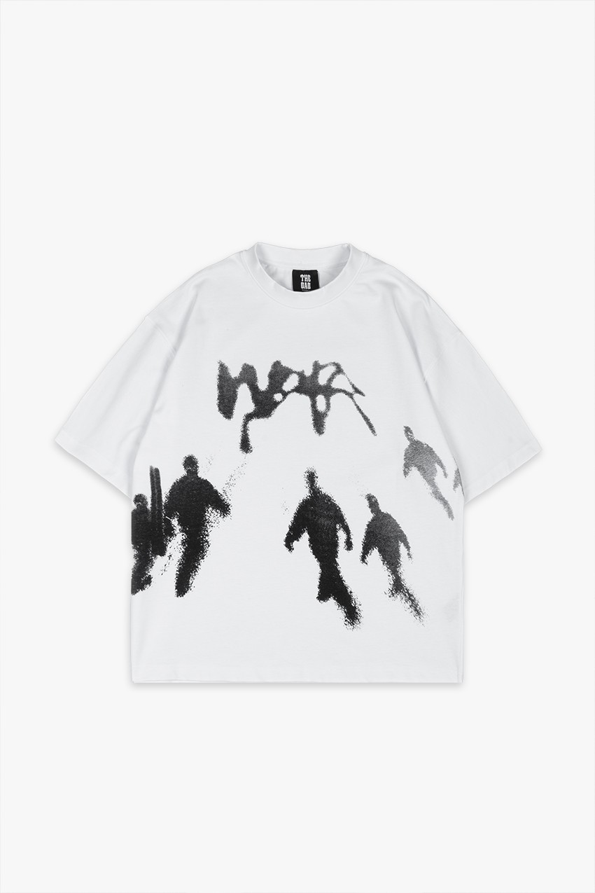 Shadow Walk Premium Beyaz Oversize Tişört