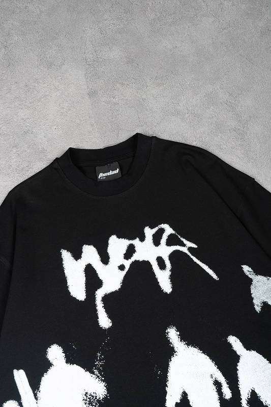 Shadow Walk Premium Siyah Oversize Tişört