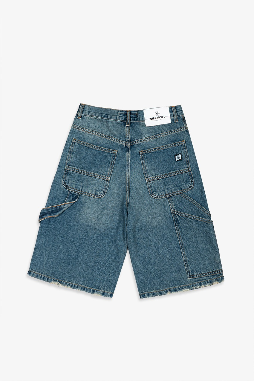 Koyu Mavi Baggy Jean Erkek Şort