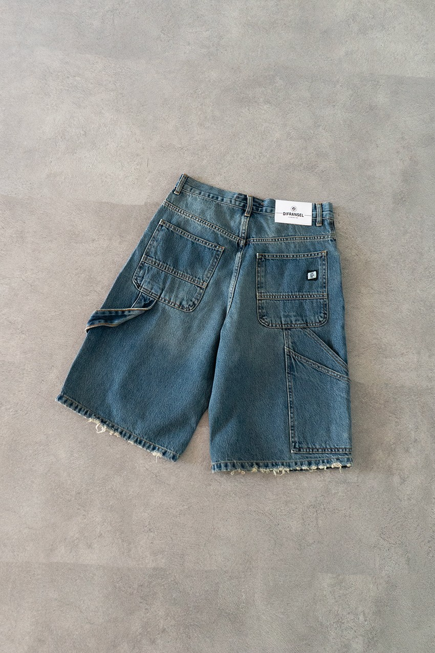 Koyu Mavi Baggy Jean Erkek Şort
