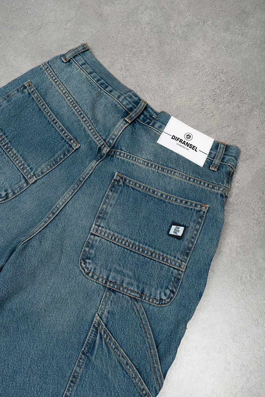 Koyu Mavi Baggy Jean Erkek Şort