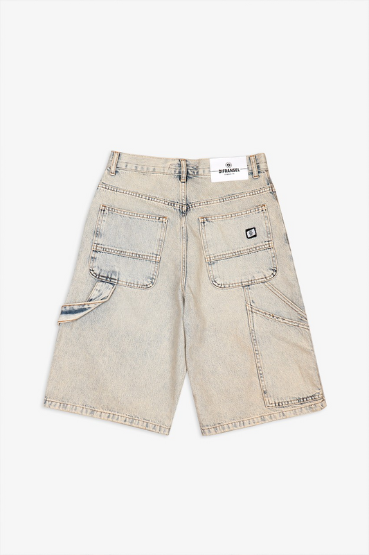 Asit Yıkamalı Ekstra Bol Vintage Baggy Kot Şort