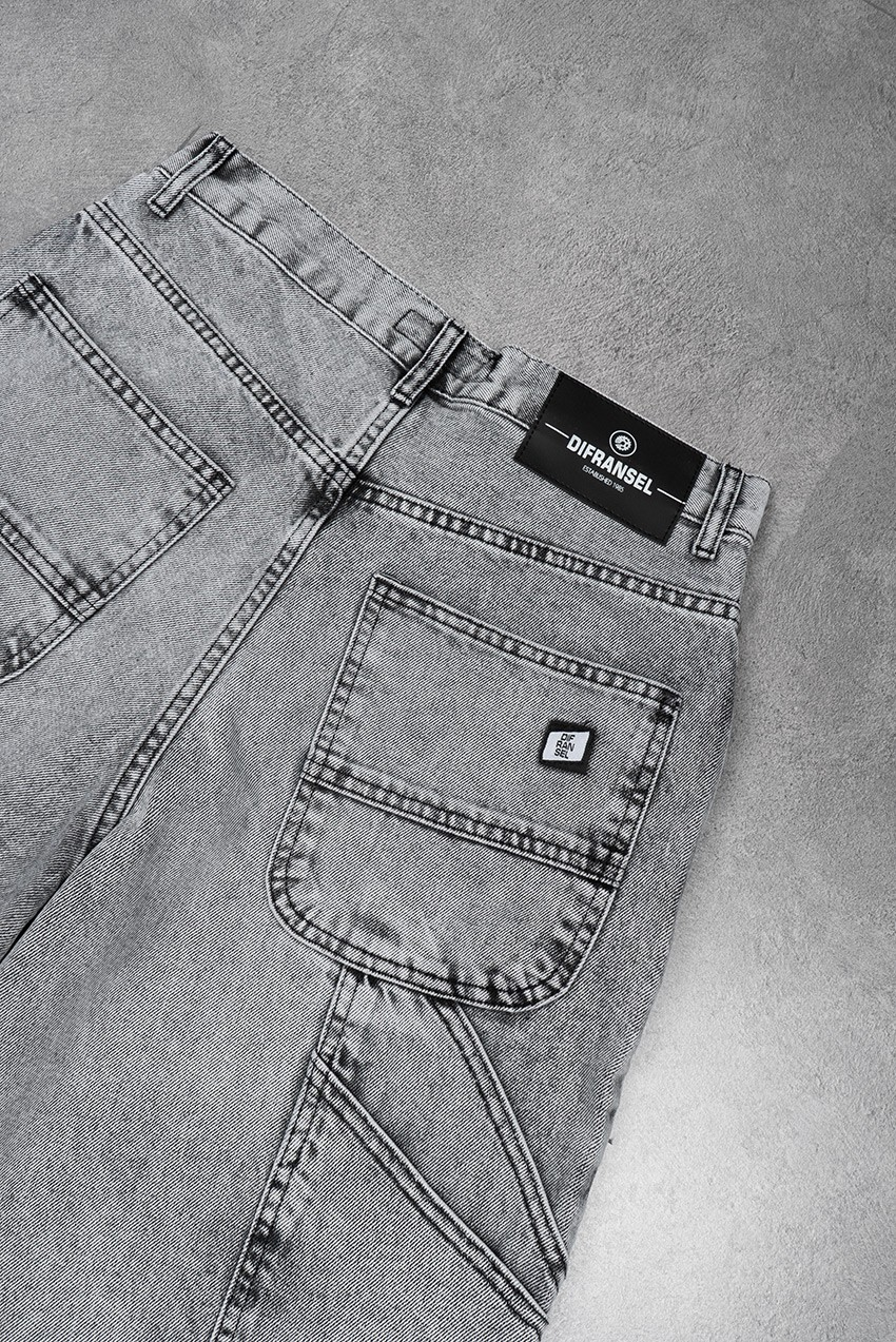 Gri Baggy Jean Erkek Şort