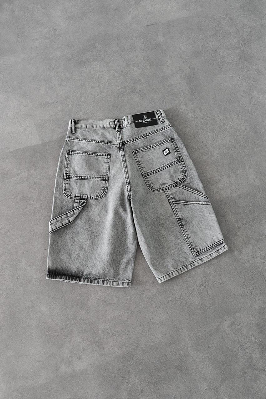 Gri Baggy Jean Erkek Şort