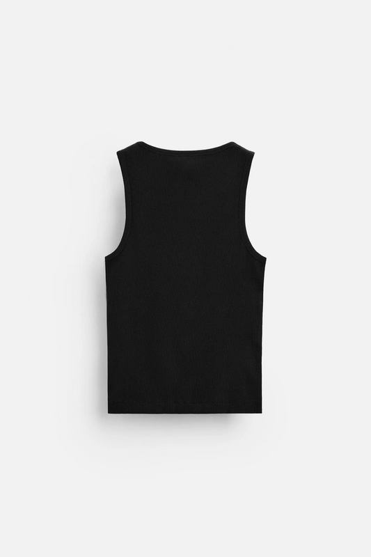 Unisex Likralı Siyah Fitilli Atlet