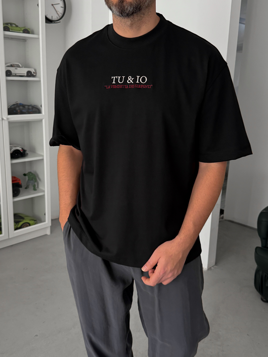 Siyah Snake Baskılı T-Shirt