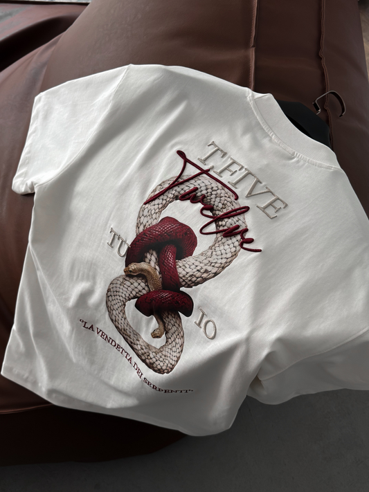 Beyaz Snake Baskılı T-Shirt
