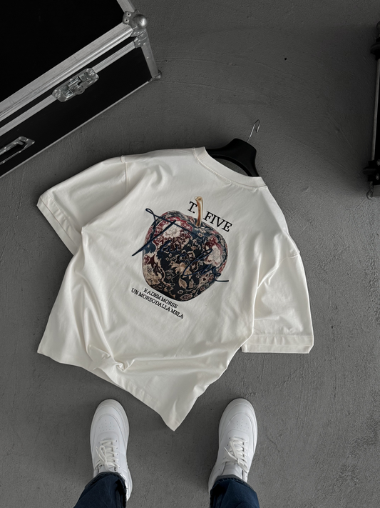 Beyaz Elma Baskılı T-Shirt