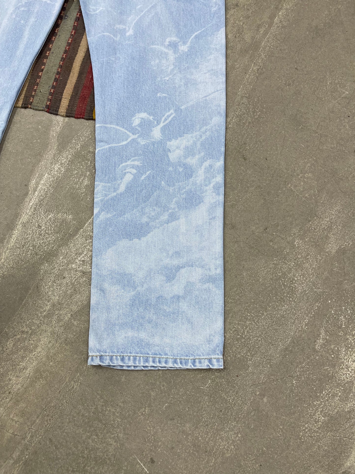 Phantom Wash Full Desenli Buz Mavi  Loose Fit Jean