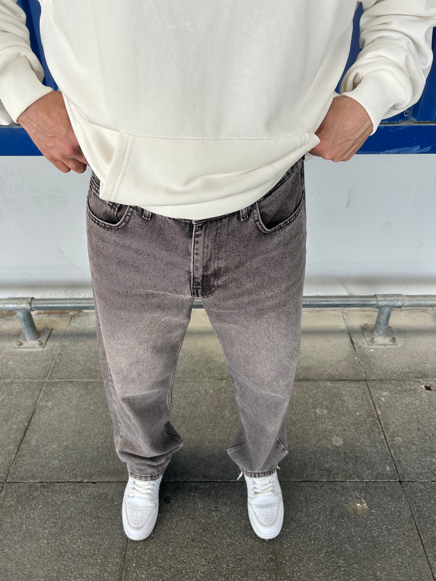 Kahve Taşlamalı Baggy Fit Jean