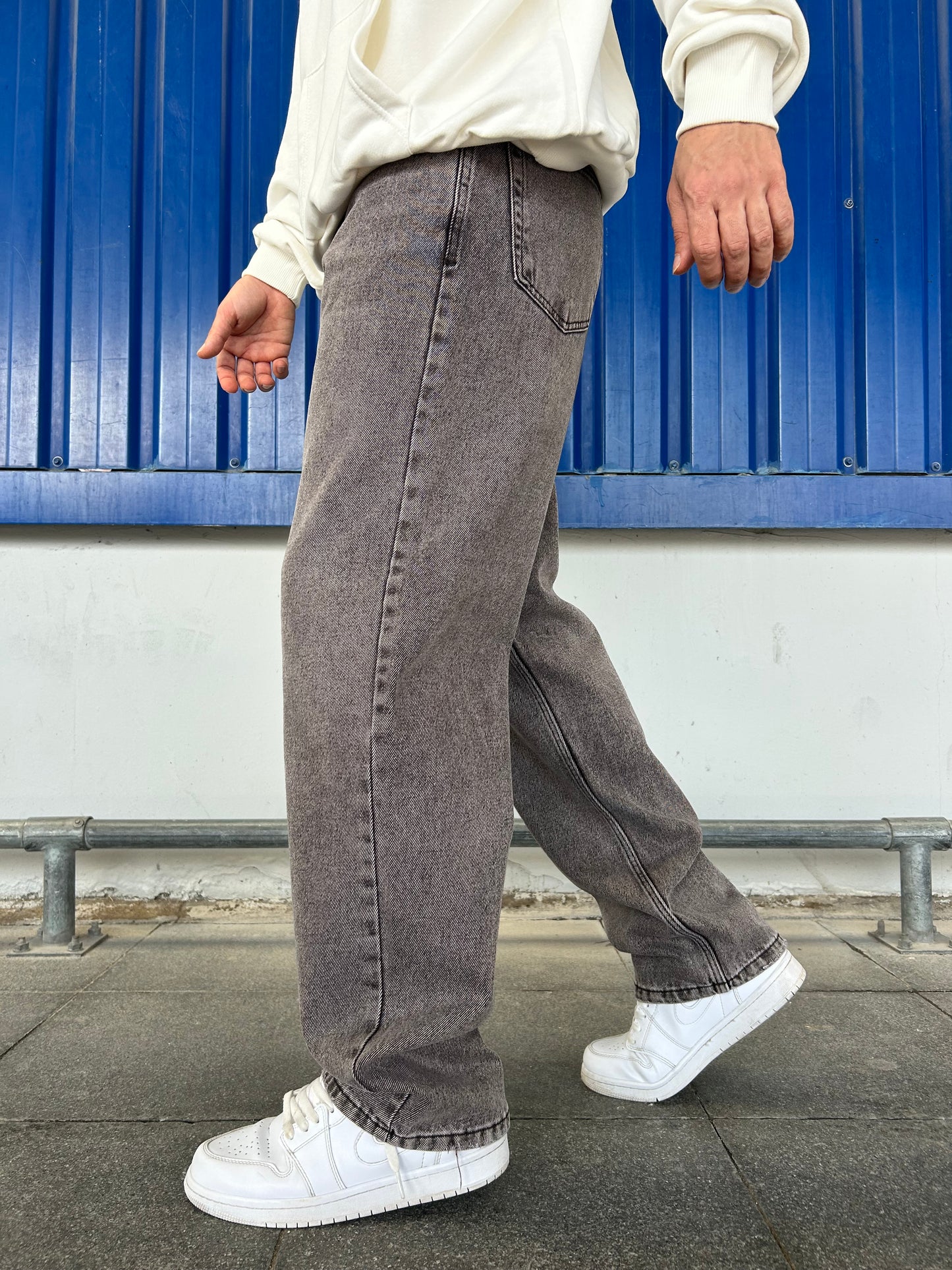 Kahve Taşlamalı Baggy Fit Jean