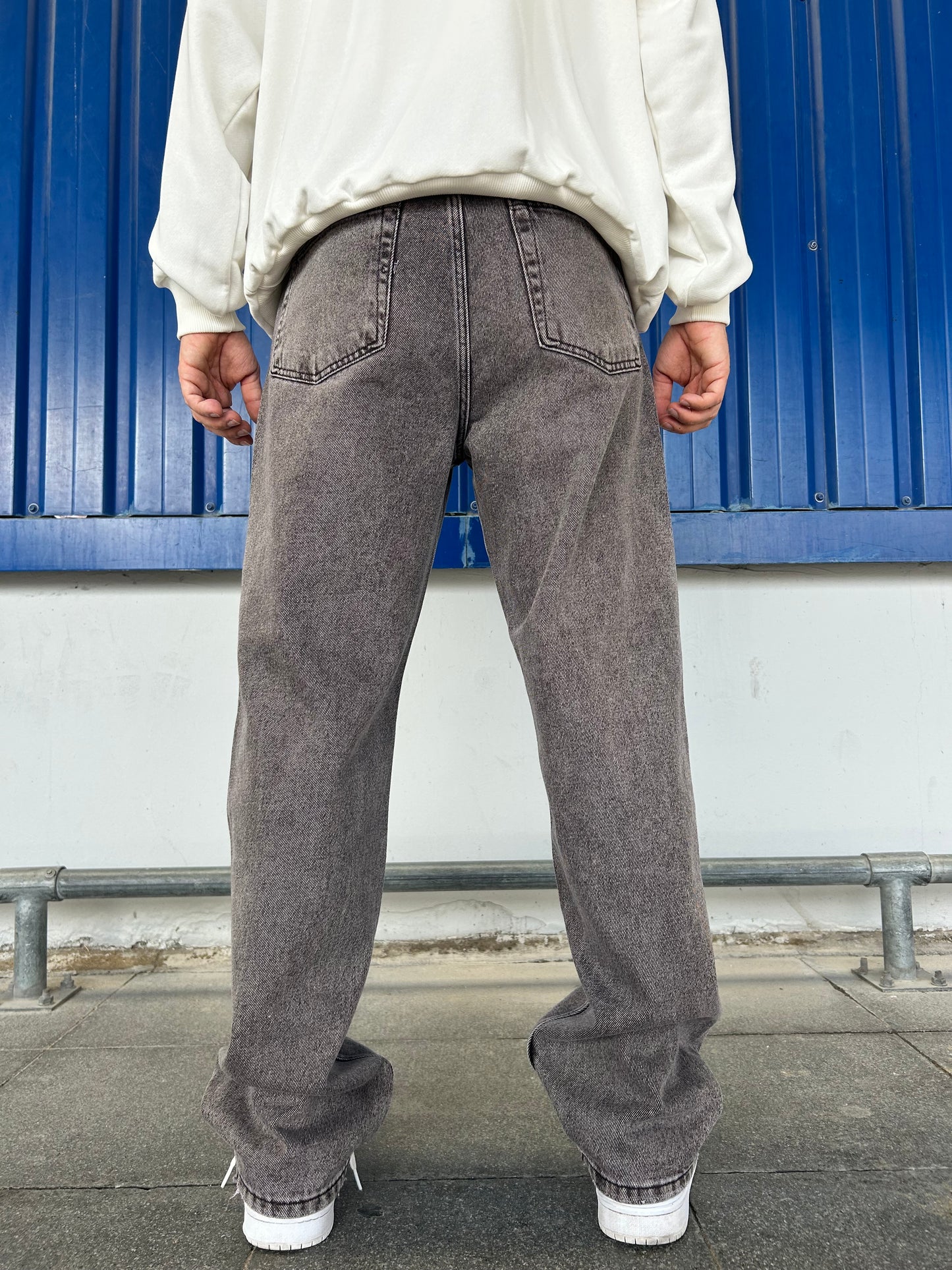 Kahve Taşlamalı Baggy Fit Jean