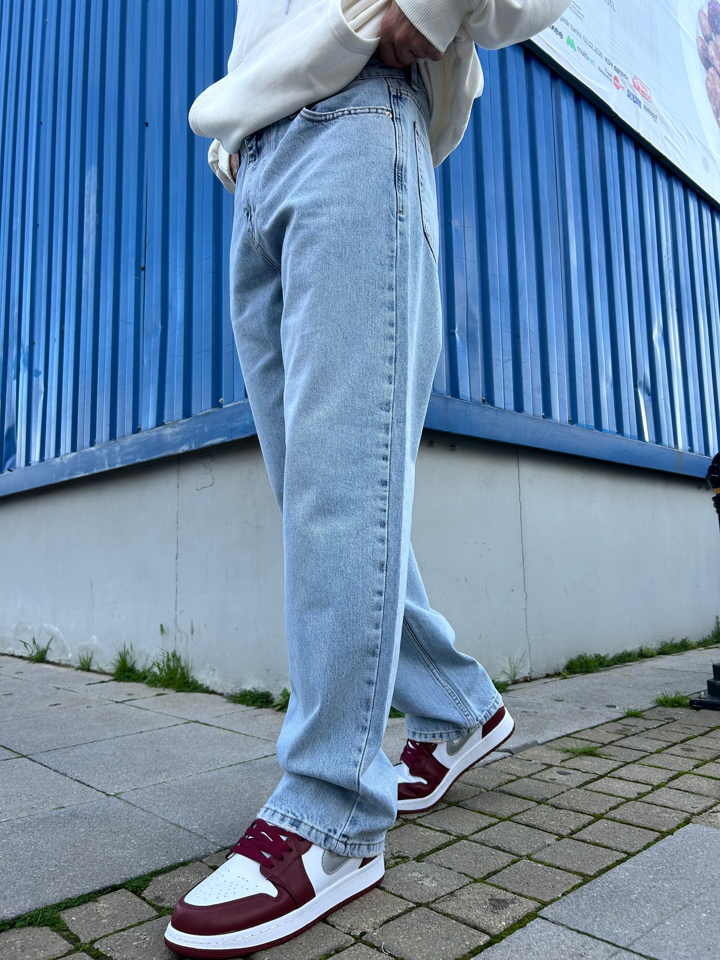 Açık Mavi Taşlamalı Baggy Jean K-16