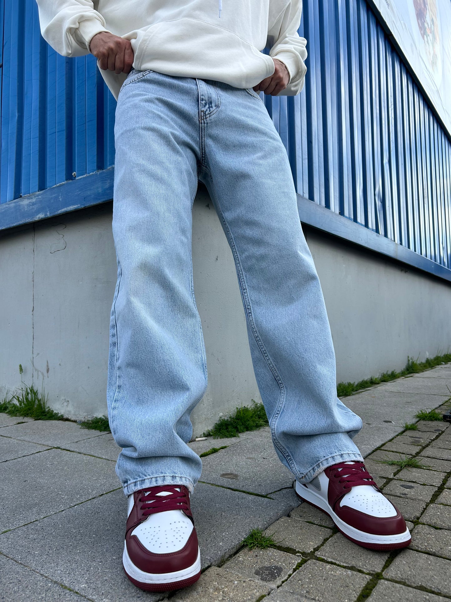 Açık Mavi Taşlamalı Baggy Jean K-16