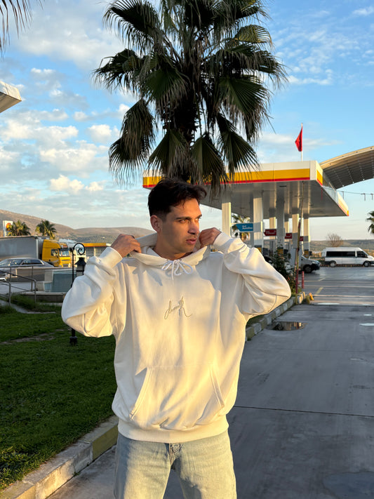 Oversize Nakışlı Kapüşonlu Sweatshirt