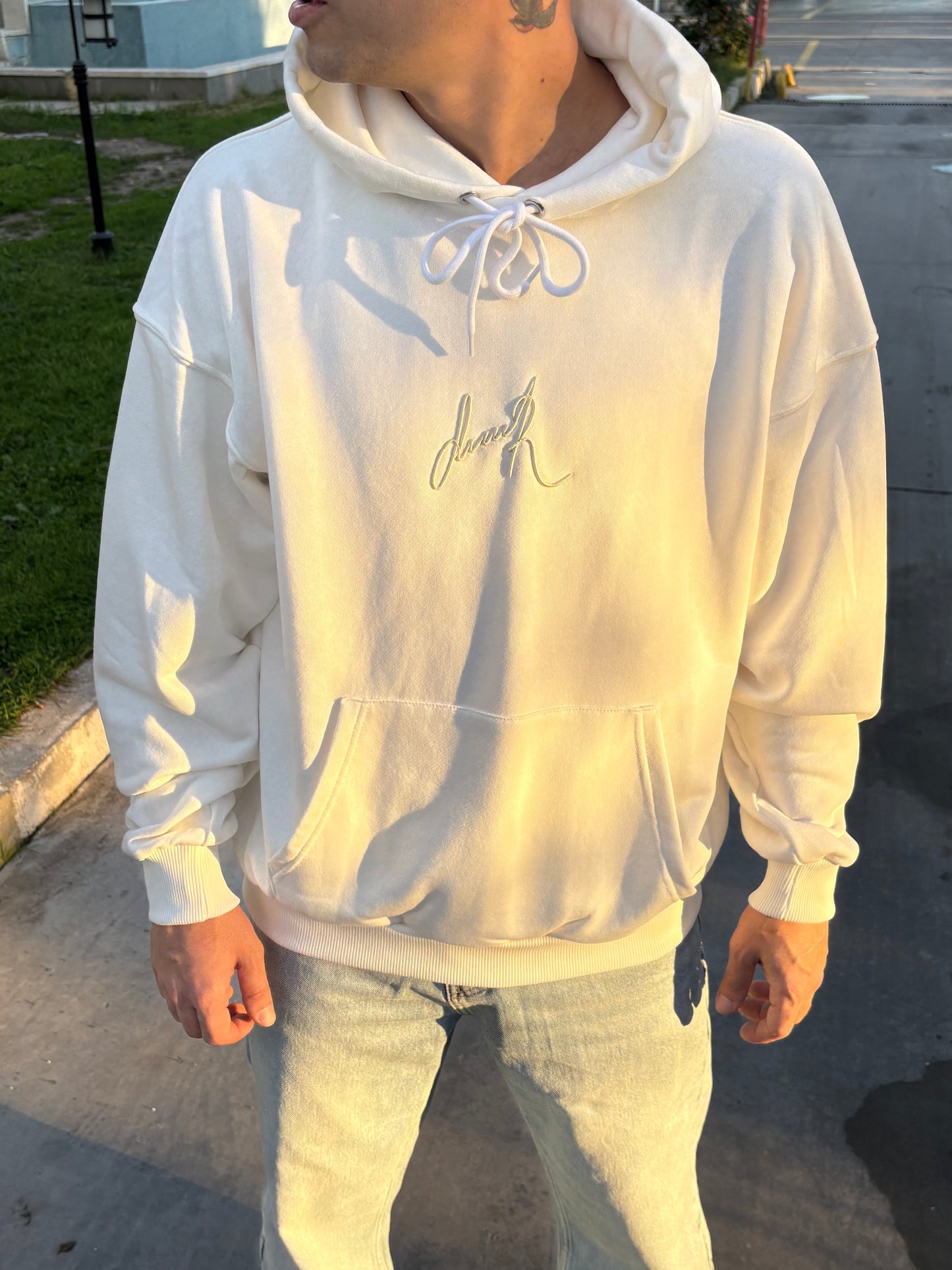 Oversize Nakışlı Kapüşonlu Sweatshirt