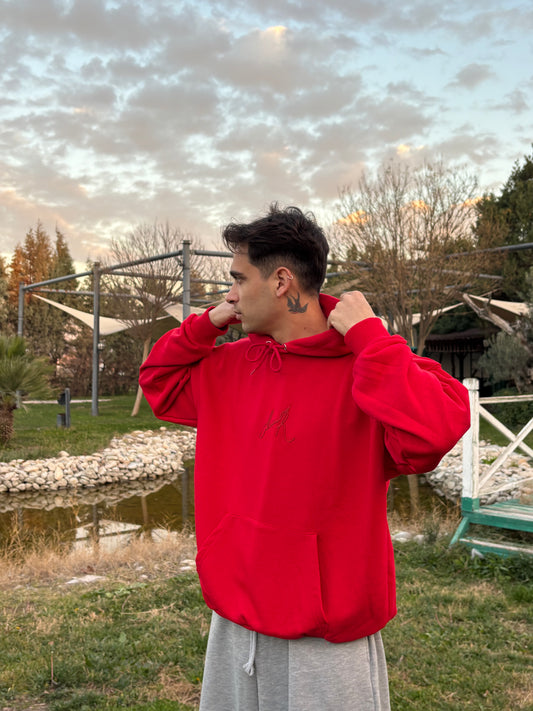 Oversize Nakışlı Kapüşonlu Sweatshirt