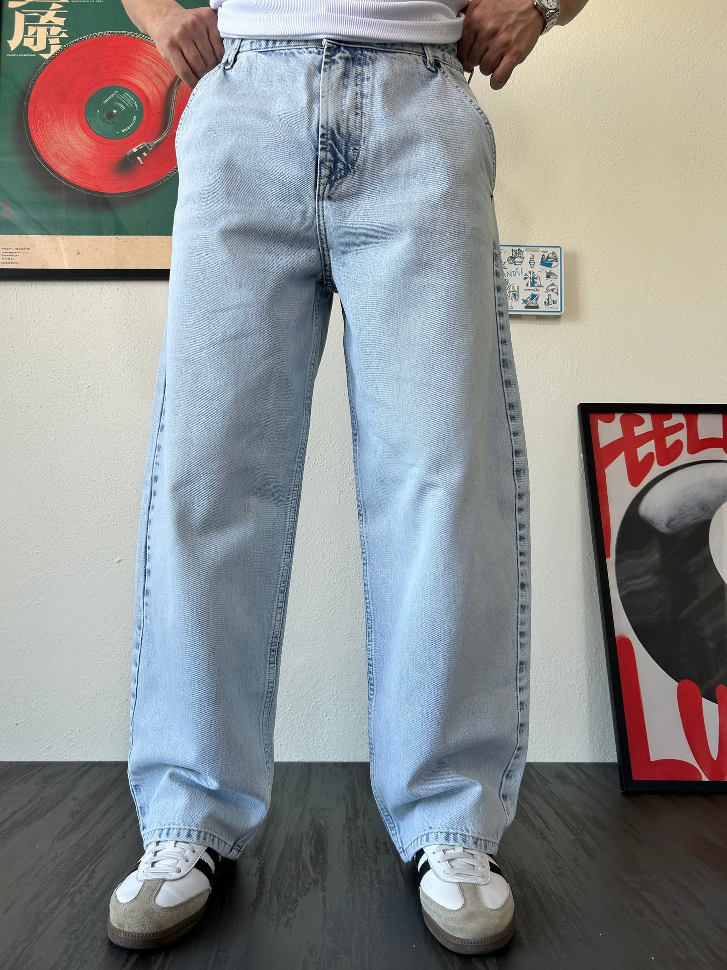 Buz Mavi Yıkamalı Skater Fit Jean