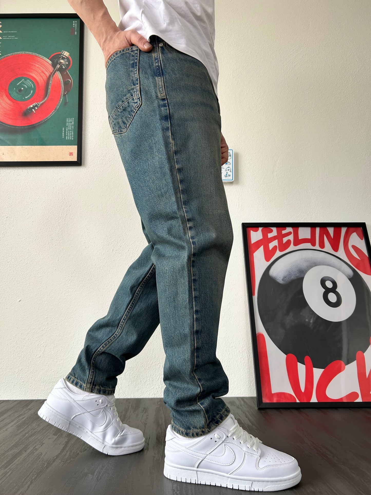 Rahat Kalıp Eskitme Yeşil Boyfriend Jean K-14